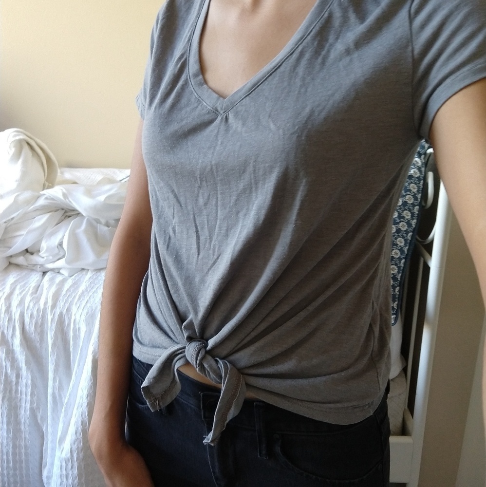 Grey Tie-front Tee